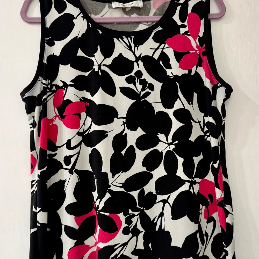 Jones Studio Black and Pink Floral Blouse